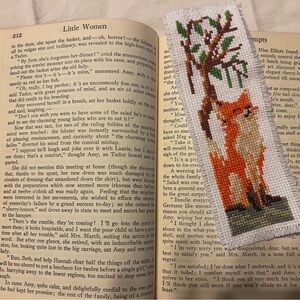 Handmade Cross-Stitch Fox Bookmark